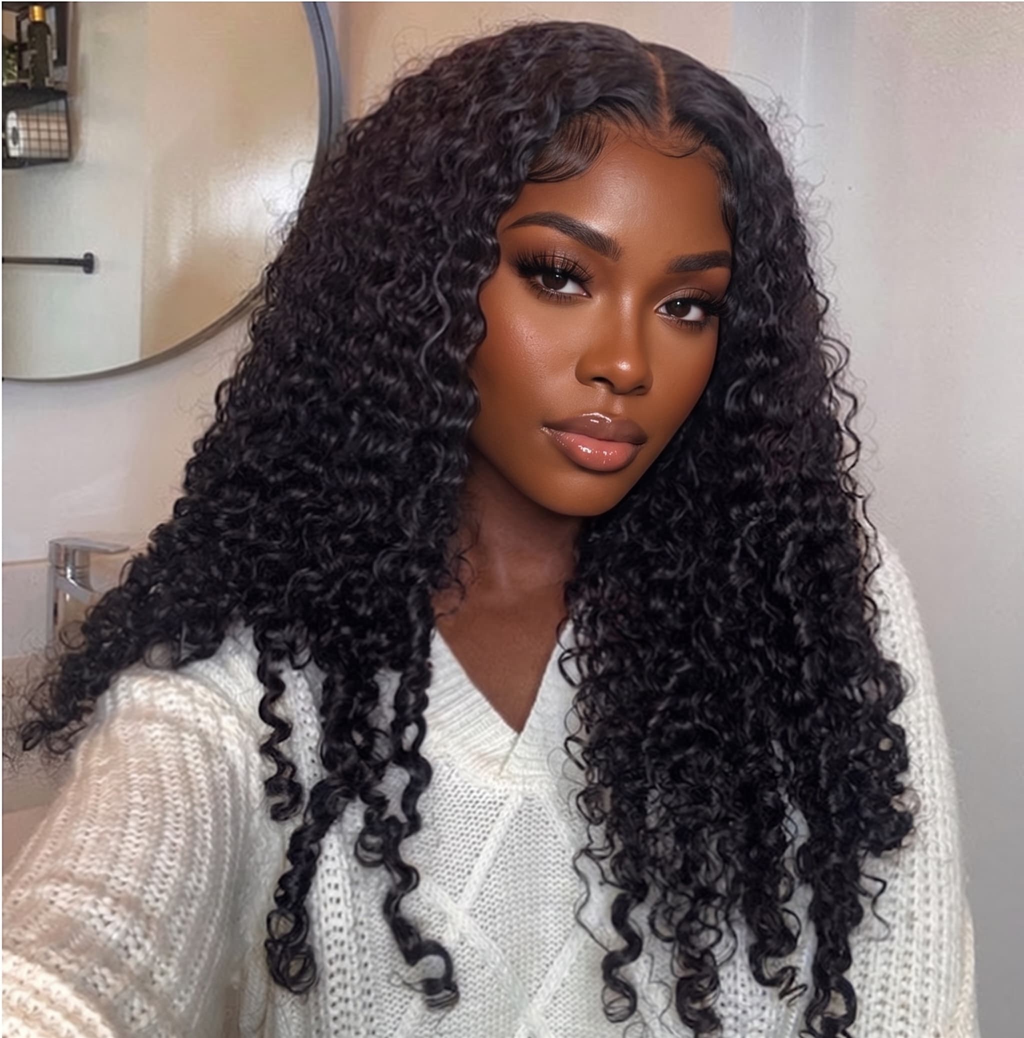 Example closure wig, worn, illustrative only